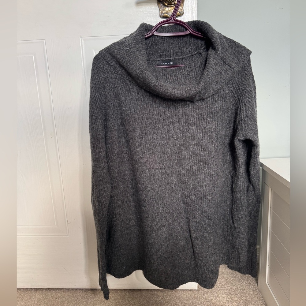 Tahari Charcoal Cowl Neck Sweater
